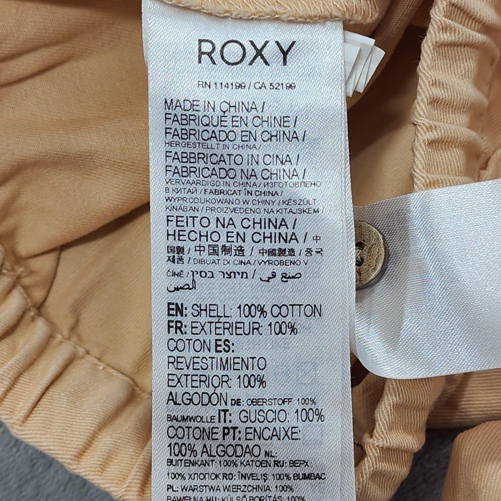 NEW Roxy Pants Womens XS Beige Twill Cargo Wide Leg Cotton Khaki Drawstring - Picture 7 of 14